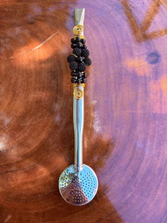 Imagem do Bomba Inox Chimarrão Decorada Flor Pérola Diversas Cores