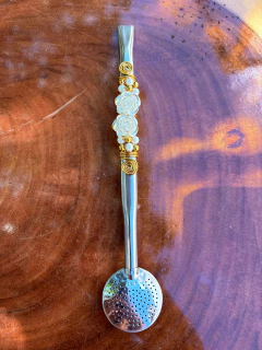 Bomba Inox Chimarrão Decorada Flor Pérola Diversas Cores - loja online