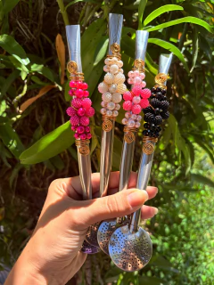 Bomba Inox Chimarrão Decorada Flor Pérola Diversas Cores - comprar online