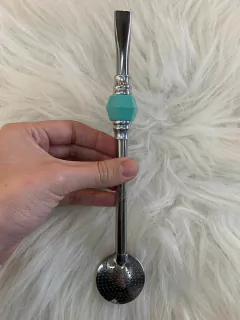 Bomba de Chimarrão Inox Com Pedra Colorida Sem Rosca - comprar online