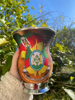 Cuia de Chimarrão Porongo Tecido Bocal Inox Estampada na internet