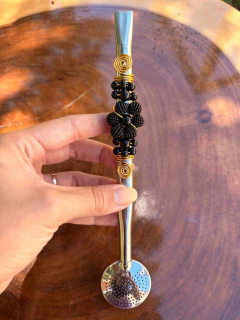 Bomba Inox Chimarrão Decorada Flor Pérola Diversas Cores - InemoChimas