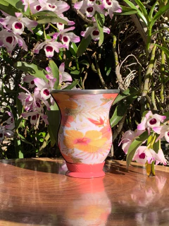 Cuia de Chimarrão Porongo Tecido Bocal Inox Estampada PRIMAVERA - comprar online