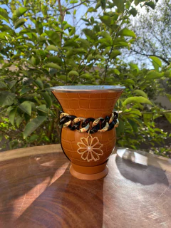 Kit chimarrão: Cuia de Porongo Revestida em Sintético Crocô + Pulseira Luxo - InemoChimas