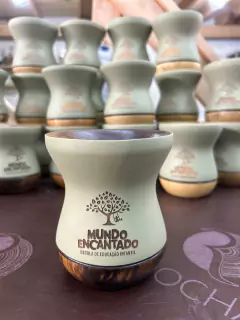 10 X Cuia Bicolor Fosca Para Chimarrão em Madeira GRAVADA Diversas Cores