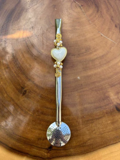 Bomba Inox Chimarrão Decorada Flor Pérola Diversas Cores - loja online