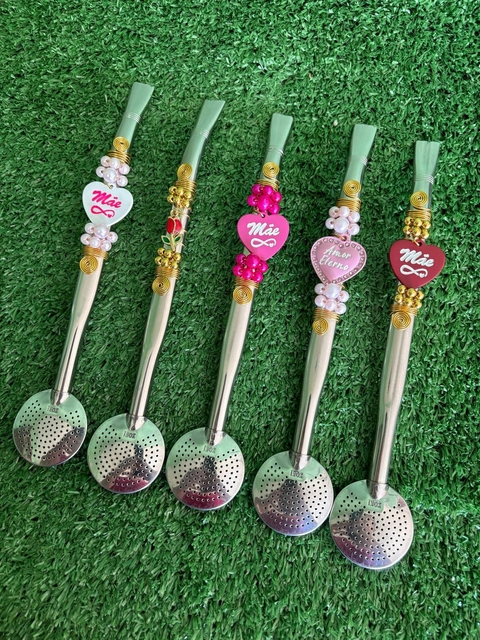 Bomba Inox Chimarrão Decorada Especial Mães - comprar online