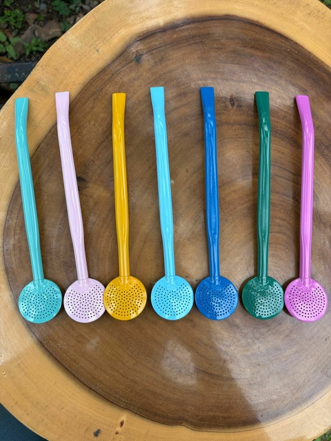 Bomba de Chimarrão Inox Colorida Sem Rosca Diversas Cores - comprar online