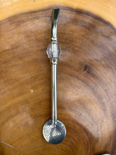 Imagem do Bomba de Chimarrão Inox Com Pedra Colorida Sem Rosca