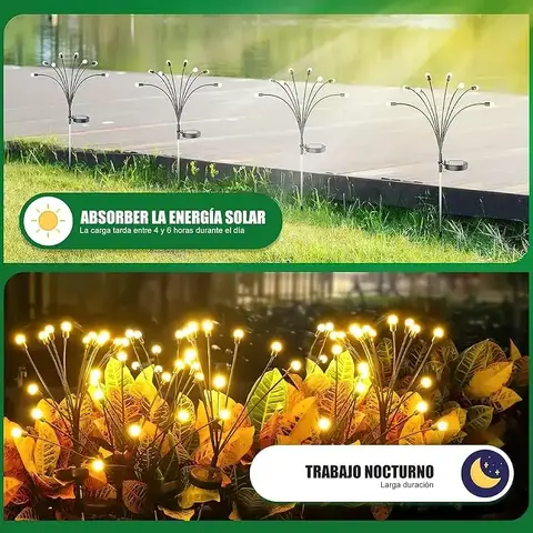 Luces Solar De Jardin Luciernagas 3 luces con 8 led