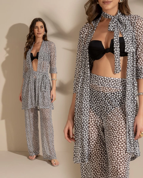 Trio Biquíni + Chemise e calça