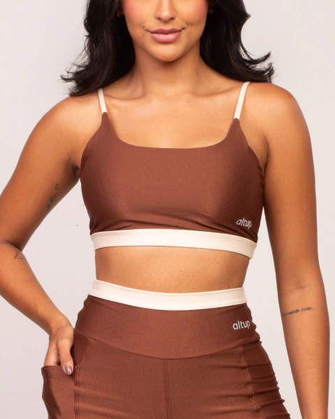 Top Texture Costa Livre Duo - Marrom c/ Off White