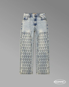 CALÇA BAGGY DENIM OVERSIZED CROSS TEXTURE