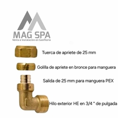Codo PEX 25 X 3/4"HE a Tuerca de Apriete 25 mm en internet