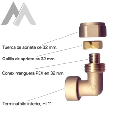 Codo PEX 32 X 1"HI a Tuerca de Apriete 32 mm en internet