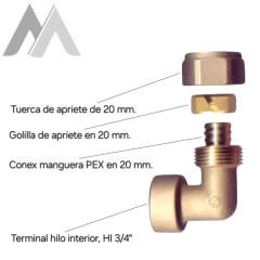 Codo PEX 20 X 3/4"HI a Tuerca de Apriete 20 mm en internet