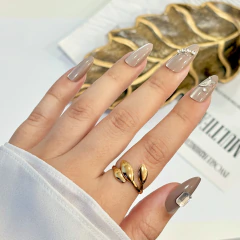 Anel Ajustável 3 Folhas Dourado
