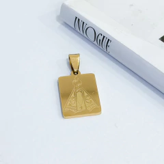 Pingente Quadrado Nossa Senhora Dourado - comprar online