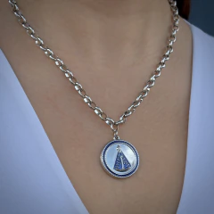 Colar Luxo Nossa Senhora Resinada Azul - comprar online
