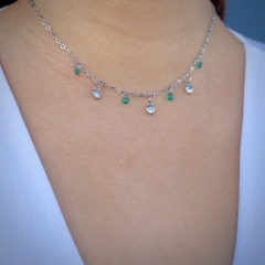 Choker Verde/Corações Cristal - comprar online