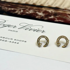 Brinco Mini Prego Curvado Strass Dourado