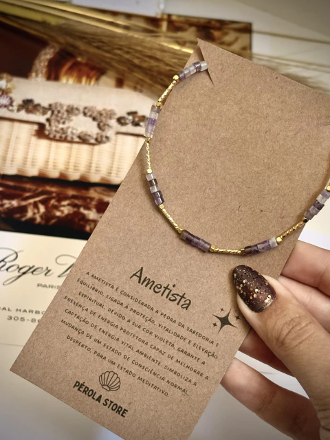 Colar Tubinho Pedras Naturais Ametista