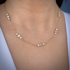 Choker Zircônia Tripla Dourado