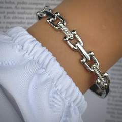 Bracelete Elos Strass Inspiração Tiffany