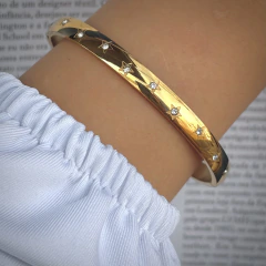 Bracelete Micro Estrelas Cristal Dourado
