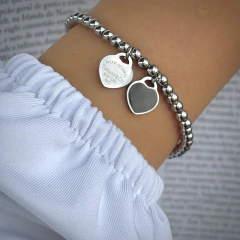 Pulseira Esferas Inspiração Tiffany Preto (Elástico)