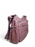 Bolsa feminina transversal média na cor rosa, com alça ajustável e vários compartimentos externos.