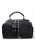 Bolsa feminina tiracolo pequena, na cor preta, com alça e detalhes em metal.