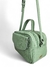Bolsa feminina transversal baú média na cor verde menta em couro legítimo, com alça ajustável e fechamento em zíper.