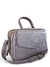 Bolsa feminina transversal baú média cinza em couro legítimo, com alça ajustável e detalhe em botão.