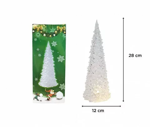 ARBOL DE NAVIDAD ACRILICO CON LUZ 28X12 CM EN CAJA