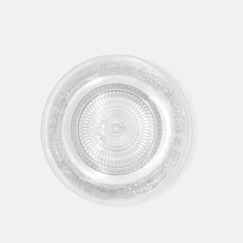 PLATO DE VIDRIO LABRADO P/TORTA 32.5 CM