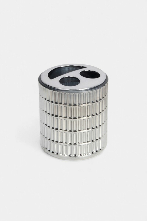 PORTA CEPILLOS PLATEADO CON TAPA