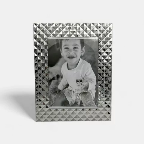 PORTARRETRATO METAL ROMBOS PLATEADO 15x20CM