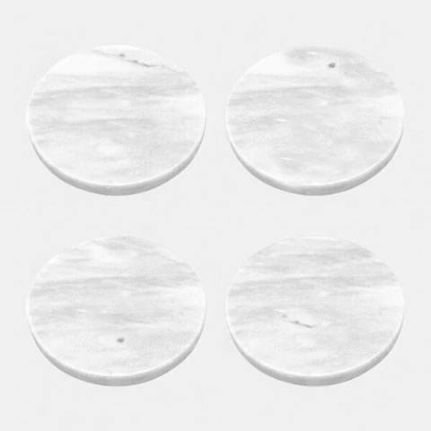 POSAVASOS DE MARMOL CIRCULAR WHITE X4