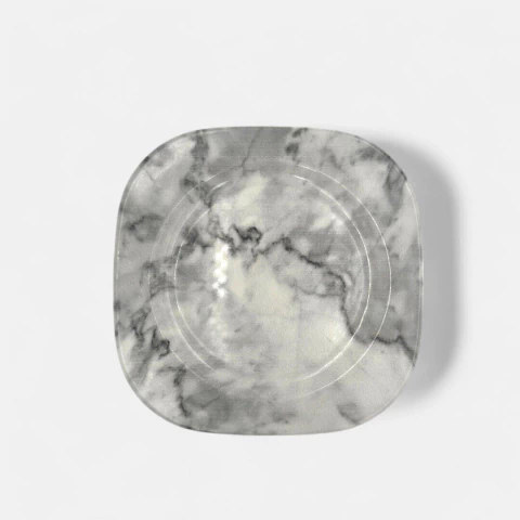 CAJA X6 PLATO CUADRADO MARMOLADO PLAYO 25X25X2,5 CM
