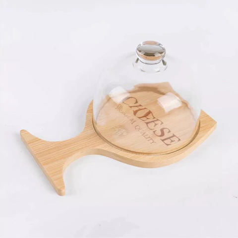 TABLA PARA QUESO + CAMPANA DE VIDRIO 22X15X12 CM