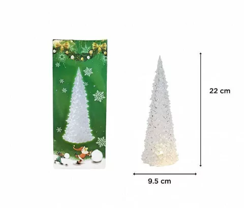 ARBOL DE NAVIDAD ACRILICO CON LUZ 22X9,5 CM EN CAJA