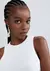 Regata Feminina Cropped Decote Halter Neck Em Ribana Canelada - Off white - comprar online