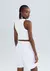 Regata Feminina Cropped Decote Halter Neck Em Ribana Canelada - Off white na internet