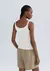 Regata Feminina Em Ribana Com Linho - Creme - Machado Store