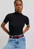 Blusa Básica Feminina Gola Alta Em Ribana Canelada - Preto - comprar online