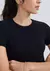 Blusa Básica Feminina Cropped Em Ribana Canelada - Preto na internet