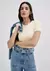 Blusa Básica Feminina Cropped Em Ribana Canelada - Creme - comprar online