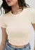 Blusa Básica Feminina Cropped Em Ribana Canelada - Creme na internet