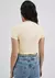 Blusa Básica Feminina Cropped Em Ribana Canelada - Creme - Machado Store